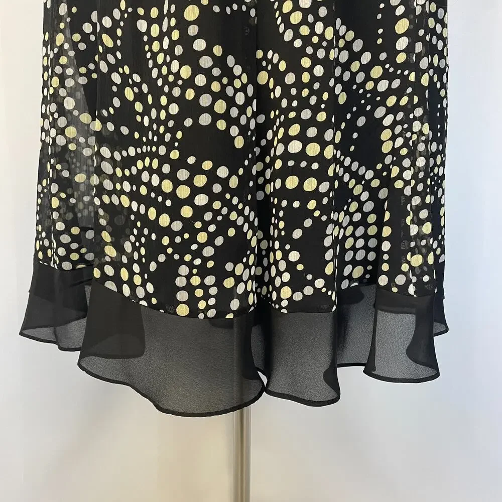 Y2K Skirt Plus Size 24W Black White Polka Dot Chiffon Flowy Pull On Minimal